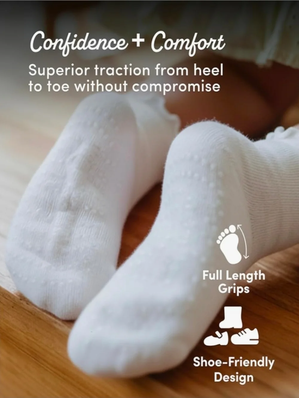 Fruit of the Loom Ruffle Socks for Girls - Cotton Grip Socks for Baby & Toddler